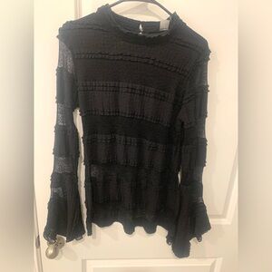 Venus Black Lace Flare / Trumpet Sleeve Top